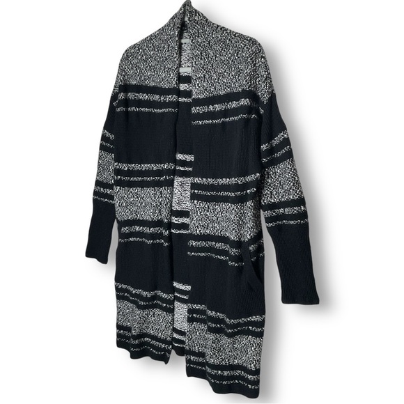 Athleta Cardigan Sweater M Cashmere Wool Panorama Point Striped Open Long Wrap - Picture 8 of 14
